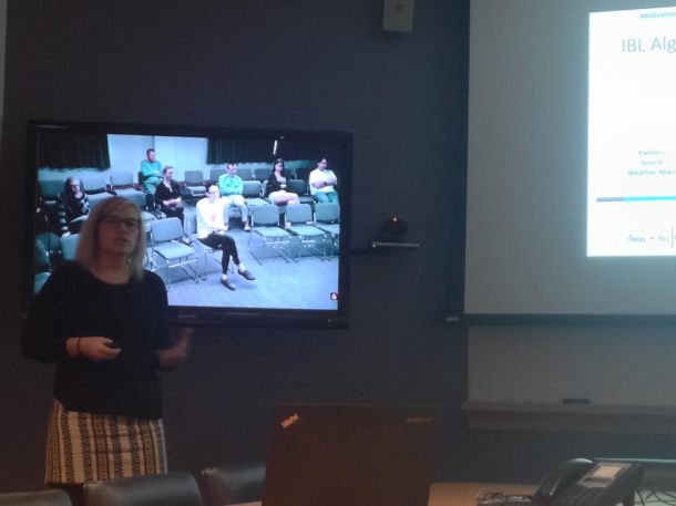 Megan killing it at her M.S. defense. Photo by Kelsey Ellis.